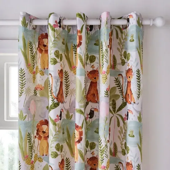 Blackout Eyelet Curtains - Green, Cotton image