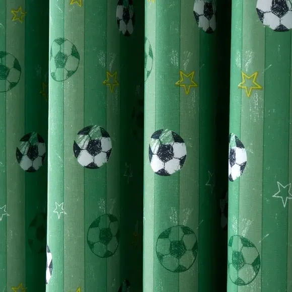 Blackout Eyelet Curtains - Green, Football Design