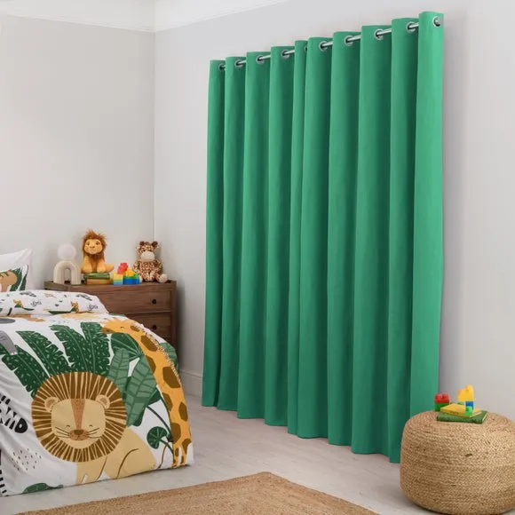 Blackout Eyelet Curtains - Green, Polyester