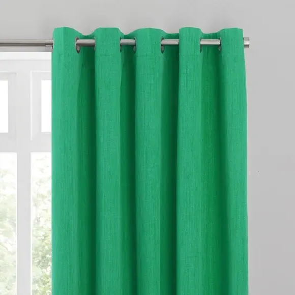 Blackout Eyelet Curtains - Green, Polyester image