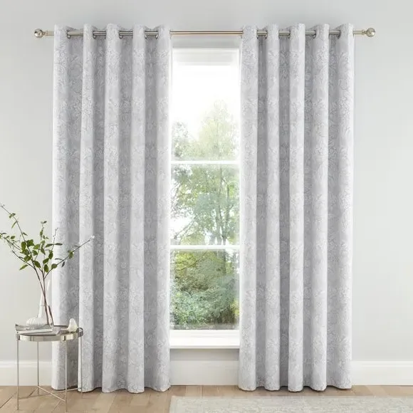 Blackout Eyelet Curtains - Grey, Polycotton