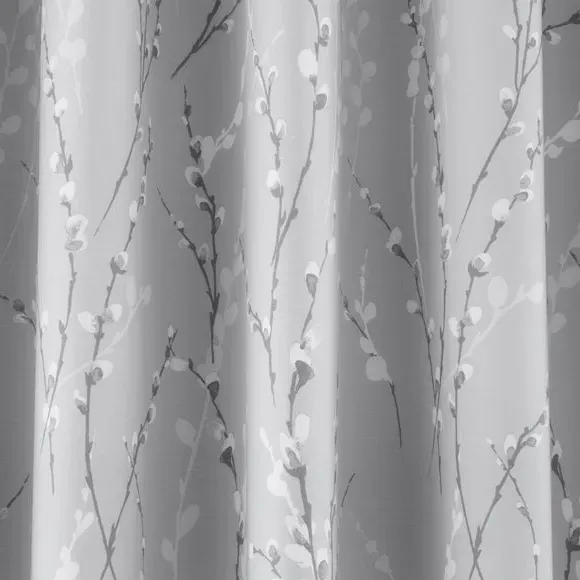 Blackout Eyelet Curtains - Grey, Polycotton