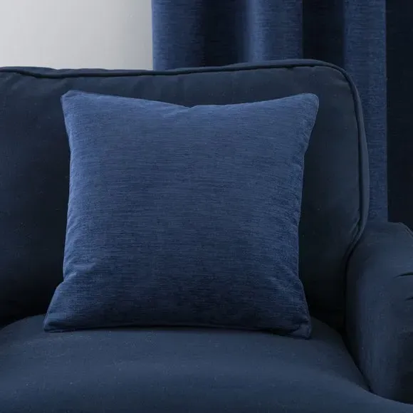 Blackout Eyelet Curtains - Indigo, Chenille