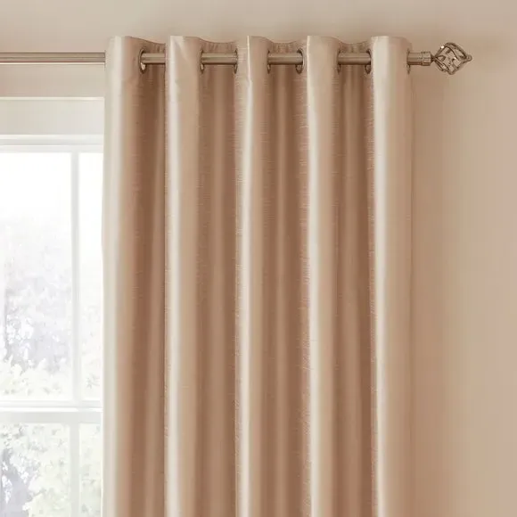 Blackout Eyelet Curtains - Ivory, Faux Silk