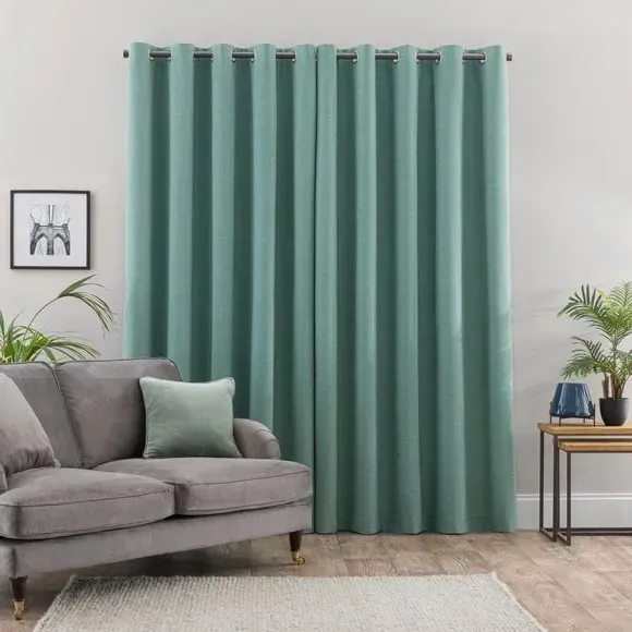 Blackout Eyelet Curtains - Jade Mist, Polyester