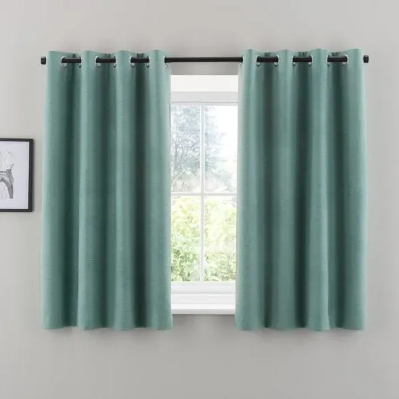 Blackout Eyelet Curtains - Jade Mist, Polyester