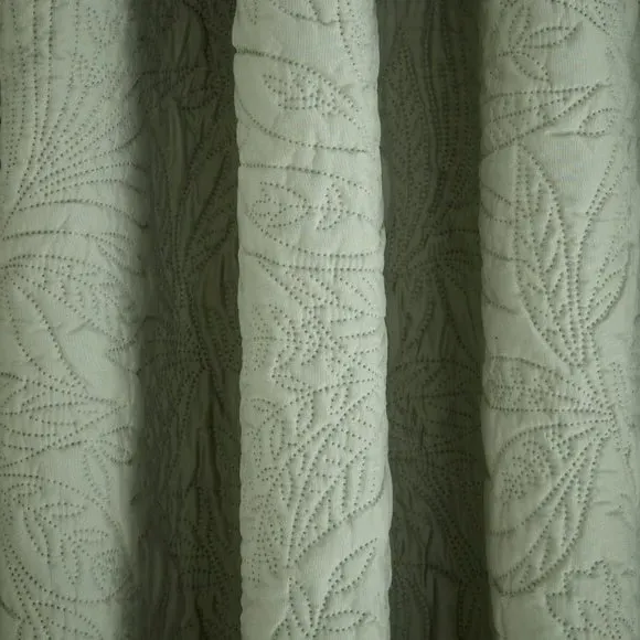 Blackout Eyelet Curtains Leaf Design - Sage