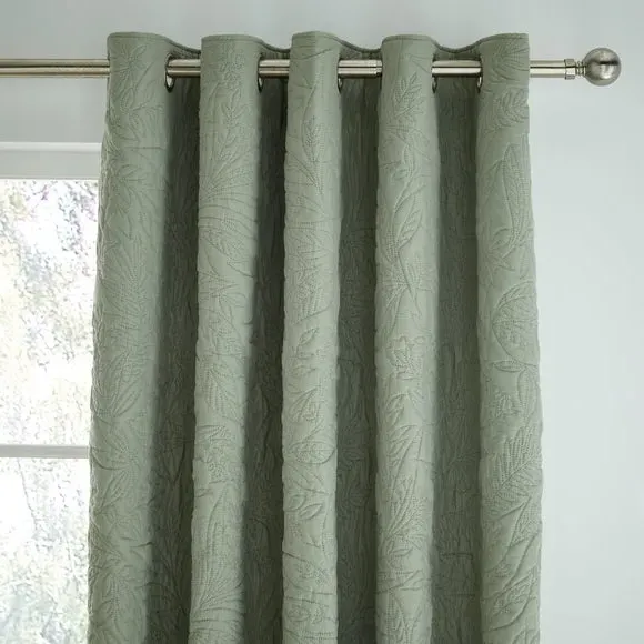 Blackout Eyelet Curtains Leaf Design - Sage image