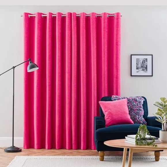 Blackout Eyelet Curtains - Magenta, Chenille