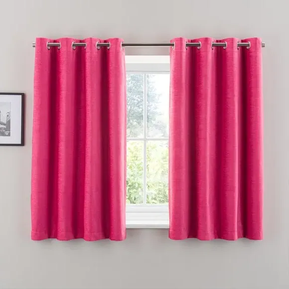 Blackout Eyelet Curtains - Magenta, Chenille