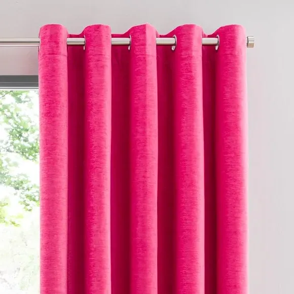 Blackout Eyelet Curtains - Magenta, Chenille