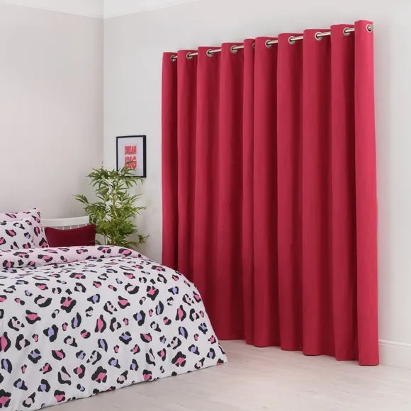 Blackout Eyelet Curtains - Magenta, Polyester