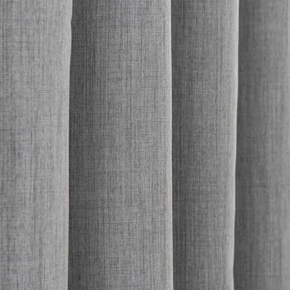 Blackout Eyelet Curtains - Mid Grey, Polyester