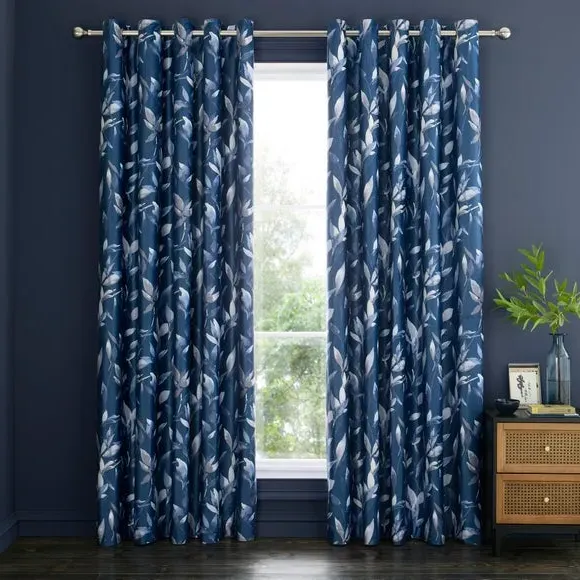 Blackout Eyelet Curtains - Midnight, Velour
