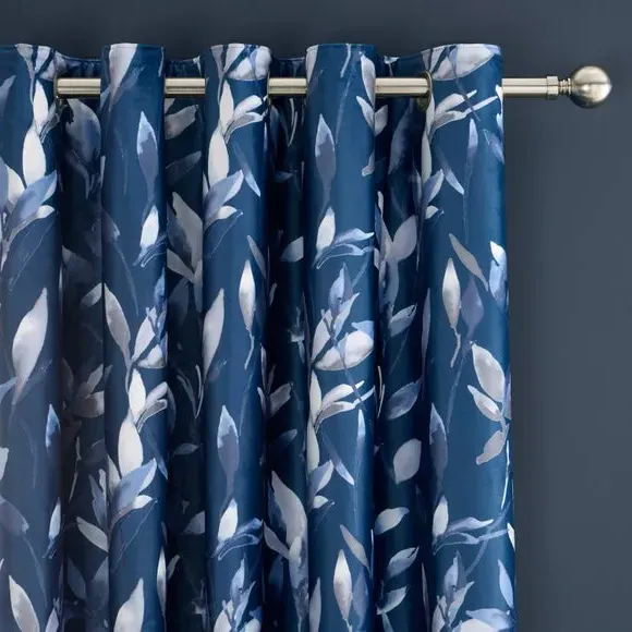 Blackout Eyelet Curtains - Midnight, Velour image