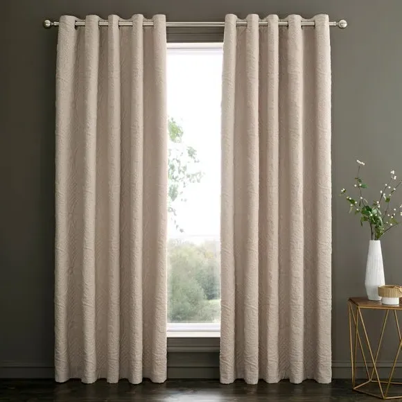 Blackout Eyelet Curtains - Mushroom, Polycotton