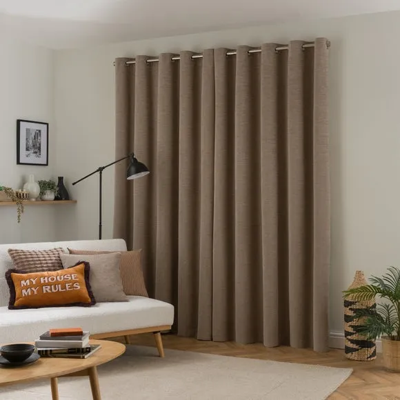 Blackout Eyelet Curtains - Natural, Chenille