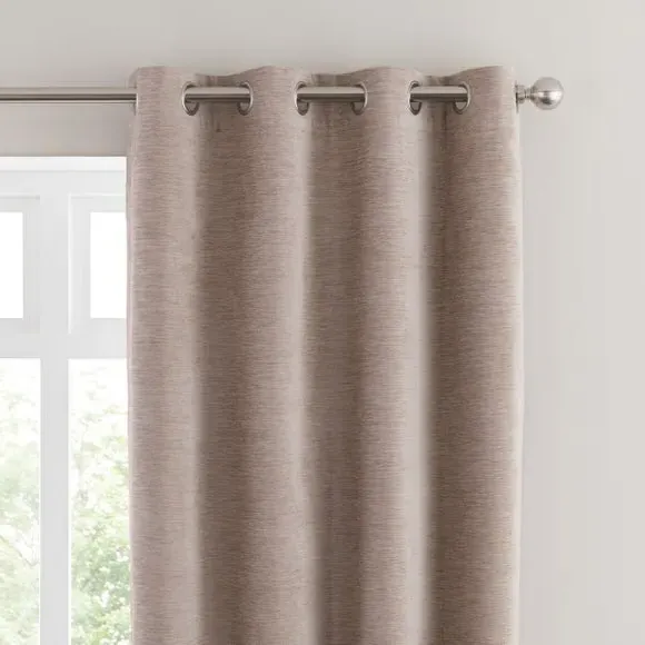 Blackout Eyelet Curtains - Natural, Chenille
