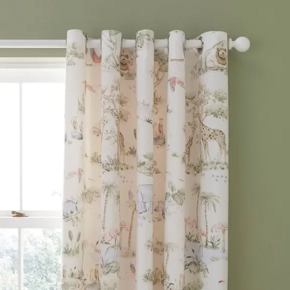 Blackout Eyelet Curtains - Natural, Cotton image