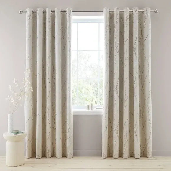 Blackout Eyelet Curtains - Natural, Polycotton