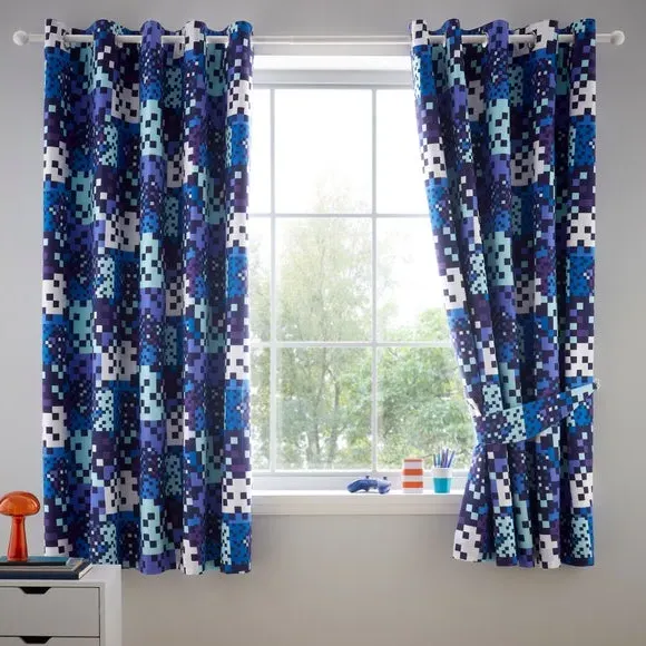 Blackout Eyelet Curtains - Navy, Pixel Design image