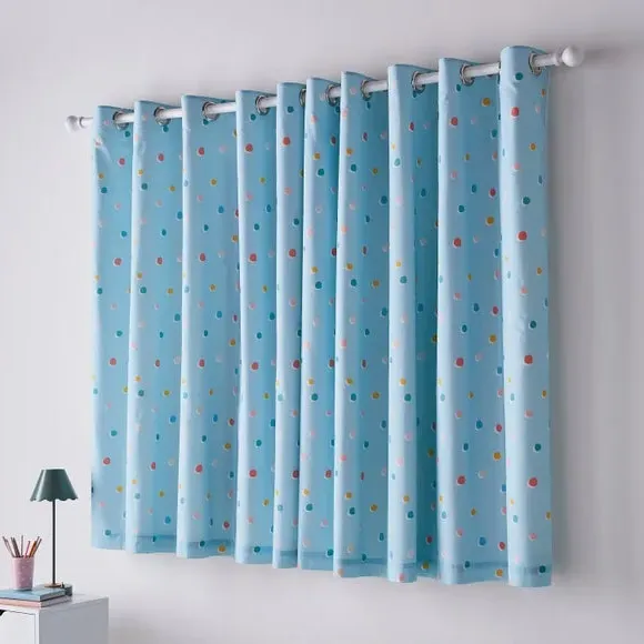 Blackout Eyelet Curtains - Pale Blue, Cotton
