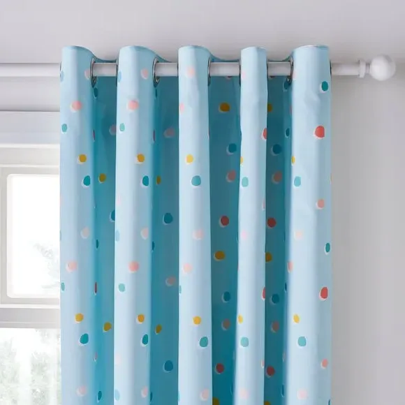 Blackout Eyelet Curtains - Pale Blue, Cotton