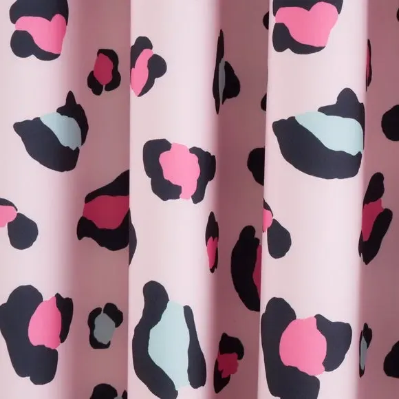 Blackout Eyelet Curtains - Pink, Leopard Print