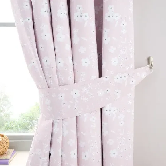 Blackout Eyelet Curtains - Pink, Polycotton