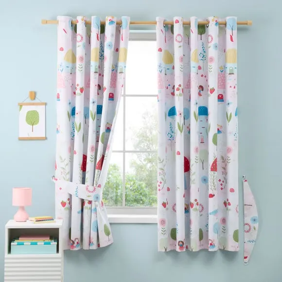 Blackout Eyelet Curtains - Pink, Polycotton