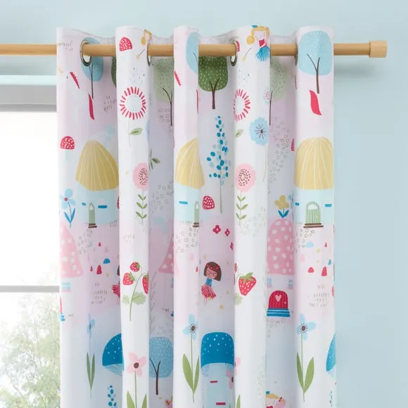 Blackout Eyelet Curtains - Pink, Polycotton image