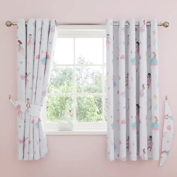 Blackout Eyelet Curtains - Pink, Polyester