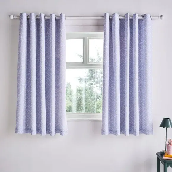 Blackout Eyelet Curtains - Purple, Cotton