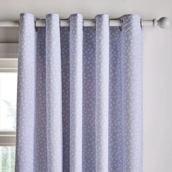 Blackout Eyelet Curtains - Purple, Cotton image