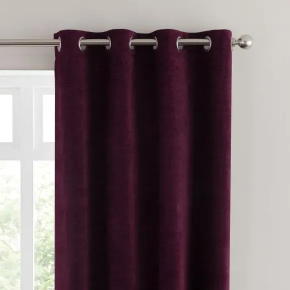 Blackout Eyelet Curtains - Purple, Polyester