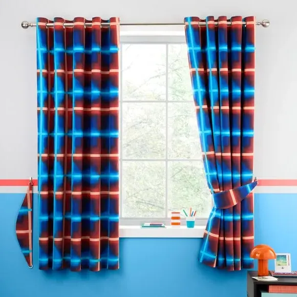 Blackout Eyelet Curtains - Red, Polycotton