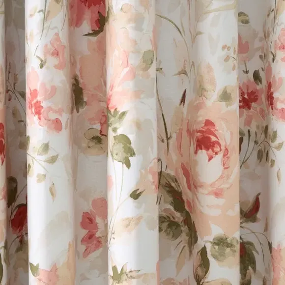 Blackout Eyelet Curtains Rose Print - Coral, Cotton