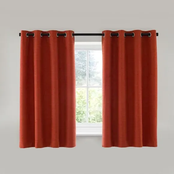 Blackout Eyelet Curtains - Russet, Polyester