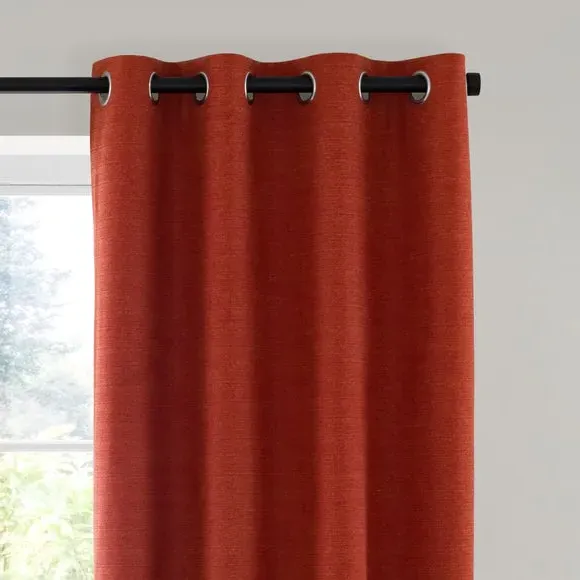 Blackout Eyelet Curtains - Russet, Polyester