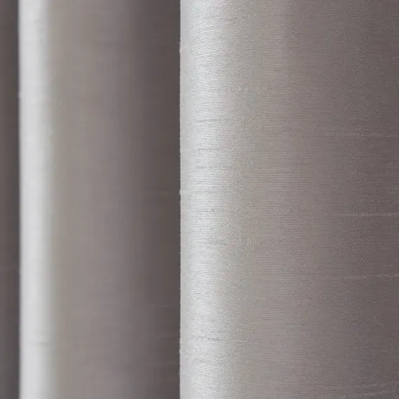 Blackout Eyelet Curtains - Silver, Faux Silk