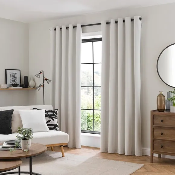 Blackout Eyelet Curtains - Soft Linen, Polyester
