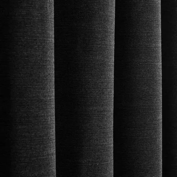 Blackout Eyelet Curtains - Soot, Polyester