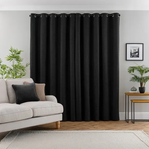 Blackout Eyelet Curtains - Soot, Polyester