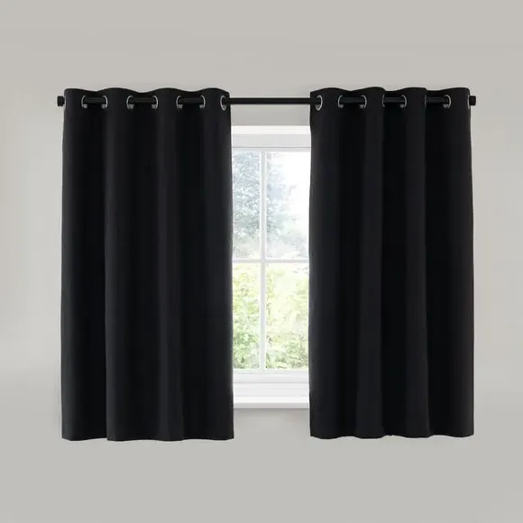 Blackout Eyelet Curtains - Soot, Polyester