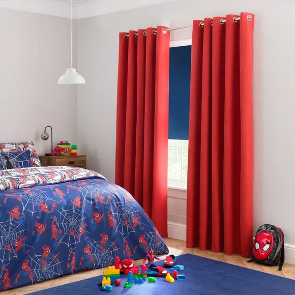 Blackout Eyelet Curtains - Tomato, Polyester