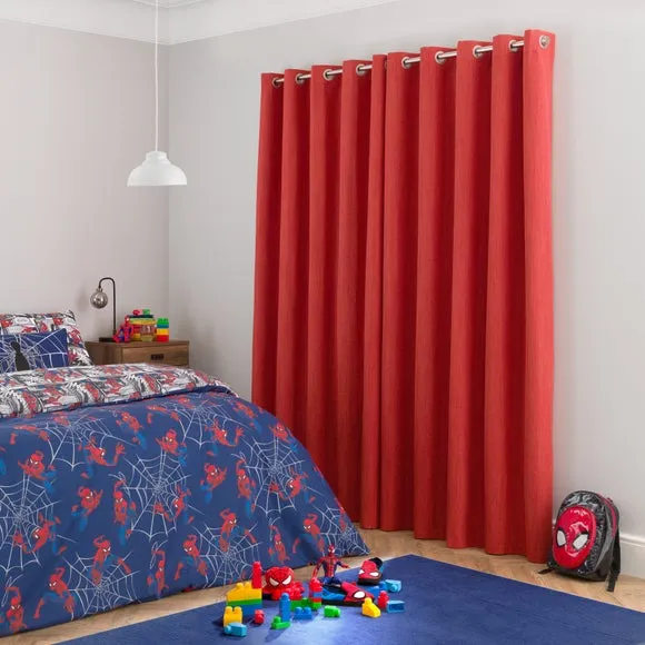 Blackout Eyelet Curtains - Tomato, Polyester