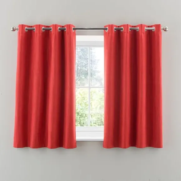 Blackout Eyelet Curtains - Tomato, Polyester