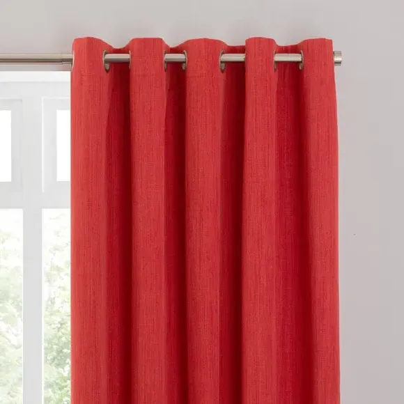 Blackout Eyelet Curtains - Tomato, Polyester