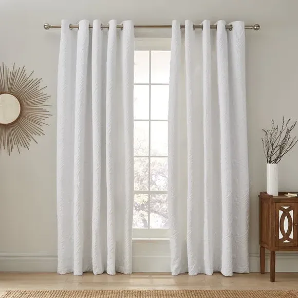 Blackout Eyelet Curtains - White, Polycotton