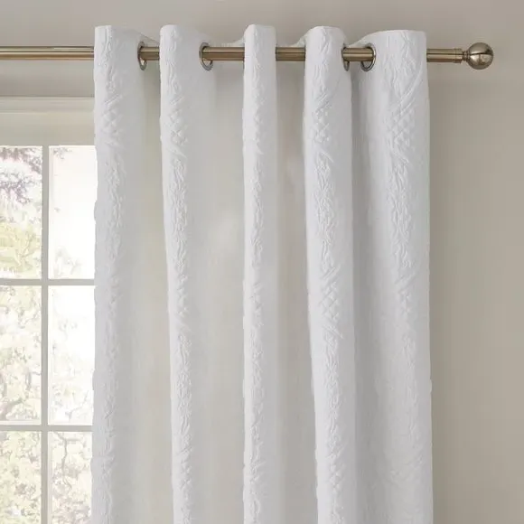 Blackout Eyelet Curtains - White, Polycotton